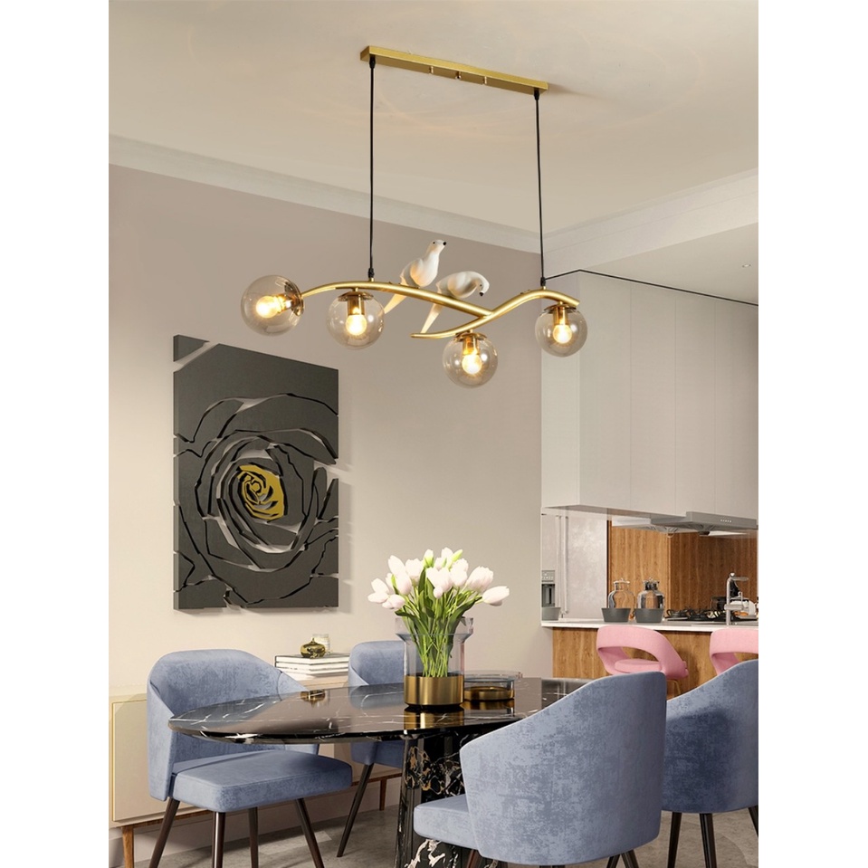 Đèn thả SuperVilighting.MS:THACHIM-4B, thả mạ vàng -mạ đen.trang trí bếp, phòng khách, quán cafe.AC220V . Bảo hành 3 năm