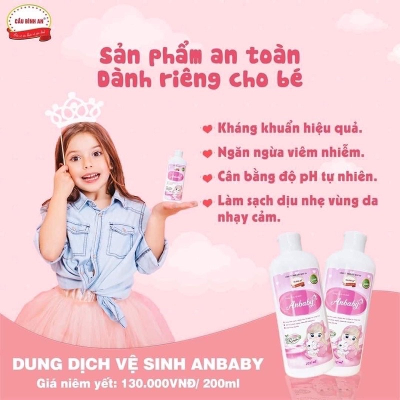 Dung dịch vệ sinh bé gái Anbaby Cầu Bình An chai 200ml