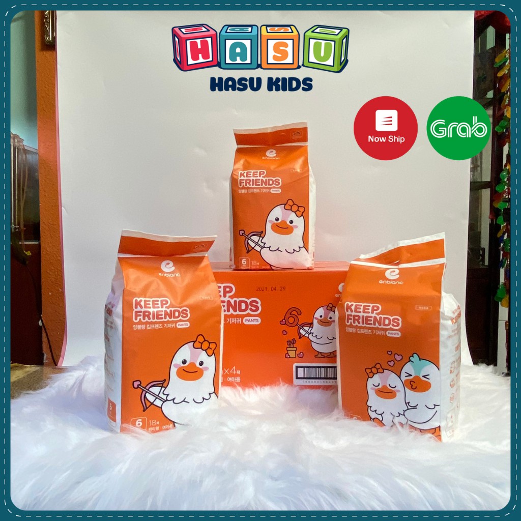 COMBO 3 Bịch Tã Bỉm Enblanc KEEP FRIENDS Nội Địa Hàn Quốc Siêu Thấm Hút, Size XXL18 Dành Cho Bé Gái Từ 15kg