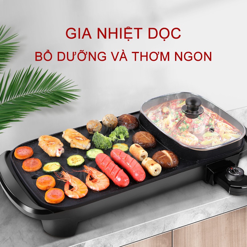 [HCM] Bếp lẩu nướng 5D, bếp lẩu nướng điều khiển kép. Bếp lẩu 2 trong 1, Công suất tối đa, Thiết kế tiện lợi-GM-7