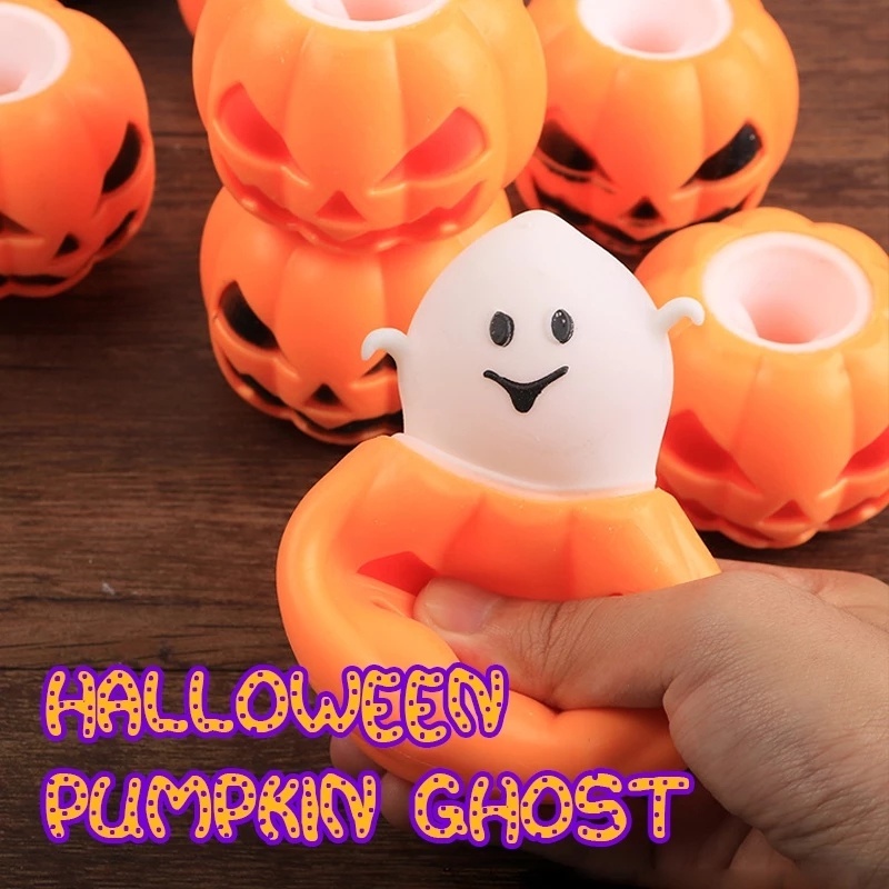 Đồ Chơi Nắn Bóp Hình Quả Bí Ngô Halloween Dễ Thương Vui Nhộn Giảm Căng Thẳng