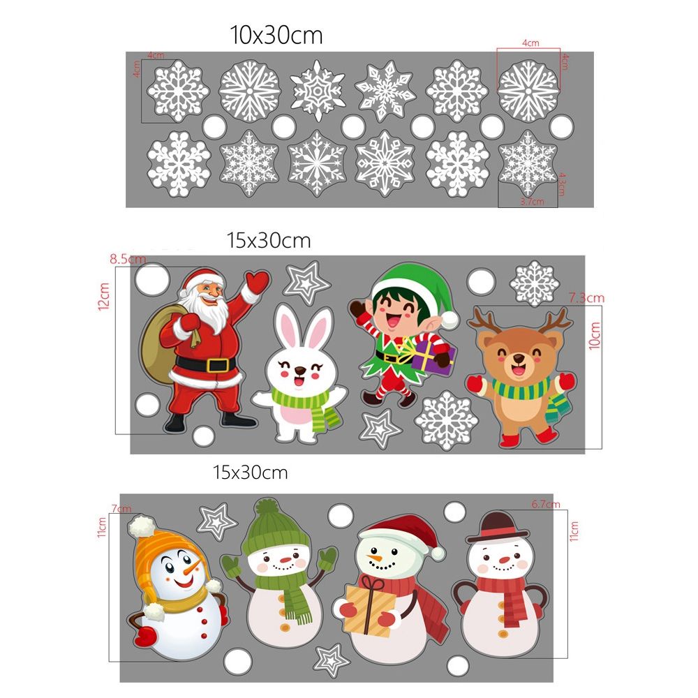 Phụ kiện sticker decal hình người tuyết ông già noel bông tuyết dán tường cửa sổ kính trang trí giáng sinh năm mới