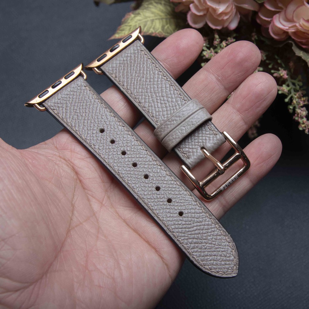 Dây Da Apple Watch - Da Epsom Xám Nhạt