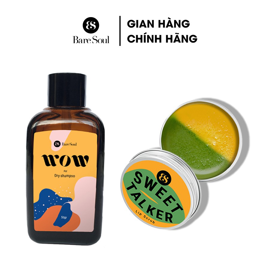 Combo dầu gội khô BareSoul Wow Dry Shampoo 50g + Son tẩy tế bào chết môi Sweet Talker Lip Scrub 20g | BigBuy360 - bigbuy360.vn