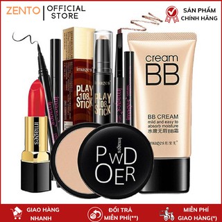 Set 6 trang điểm IMAGES Kem BB, Bút tạo khối, Phấn phủ, Chì kẻ mày, Bút dạ kẻ mắt, Son lì bộ trang điểm đầy đủ ZENTO