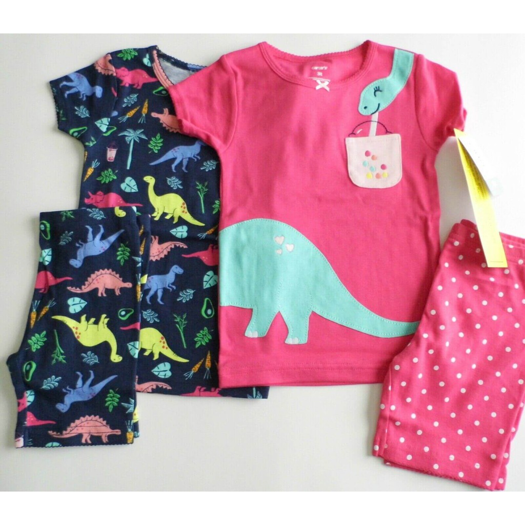 Set 4 đồ ngủ Carter’s Cotton Dinosaur Pajamas Pink/Navy