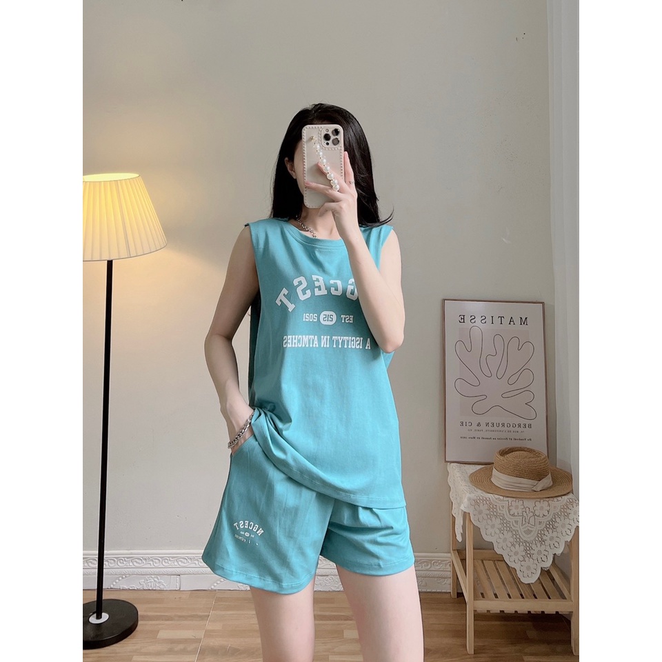 Bộ đồ nữ mặc nhà kiểu dáng thể thao năng động in chữ, chất vải thun cao cấp co giãn_BoChu