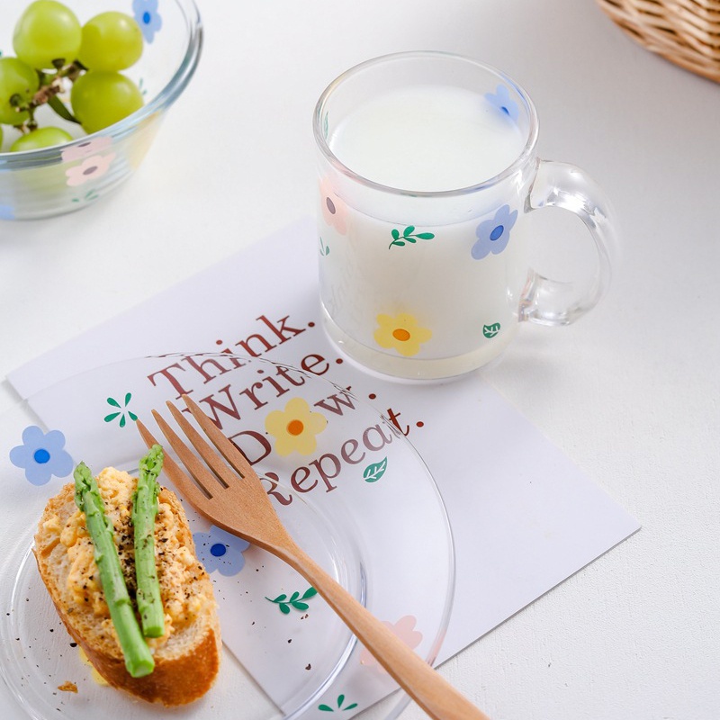 Dụng cụ bàn ăn bằng thủy tinh họa tiết hoa cỏ làm bằng tay trang trí nhà cửa