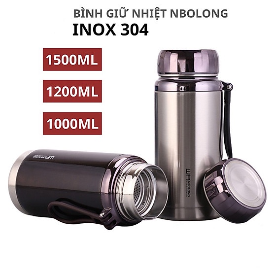 ( BÌNH TRÒN )Bình giữ nhiệt inox 304 toàn thân 1500ml có nắp làm ly nước giữ nhiệt nóng lạnh cả ngày cao cấp