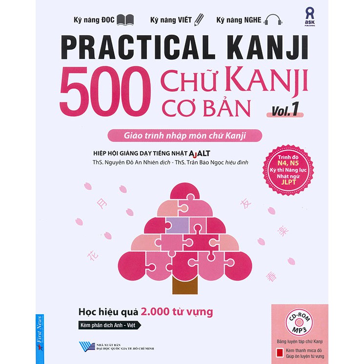 Sách - 500 chữ Kanji cơ bản - vol 1 - Trình độ N4, N5 (kèm CD)