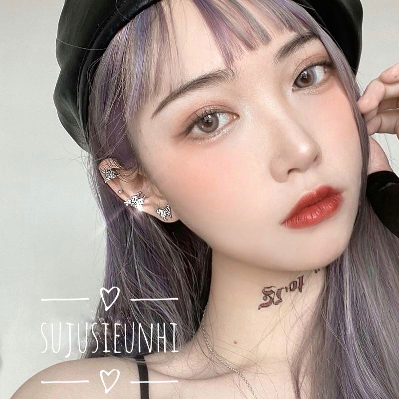 6 mẫu (có mẫu không xỏ)Khuyên tai bướm mạ Bạc 925 đính đá sáng lấp lánh