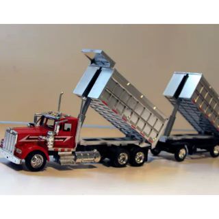 Xe mô hình xe tải kenworth ben kéo theo romooc hợp kim 1:43