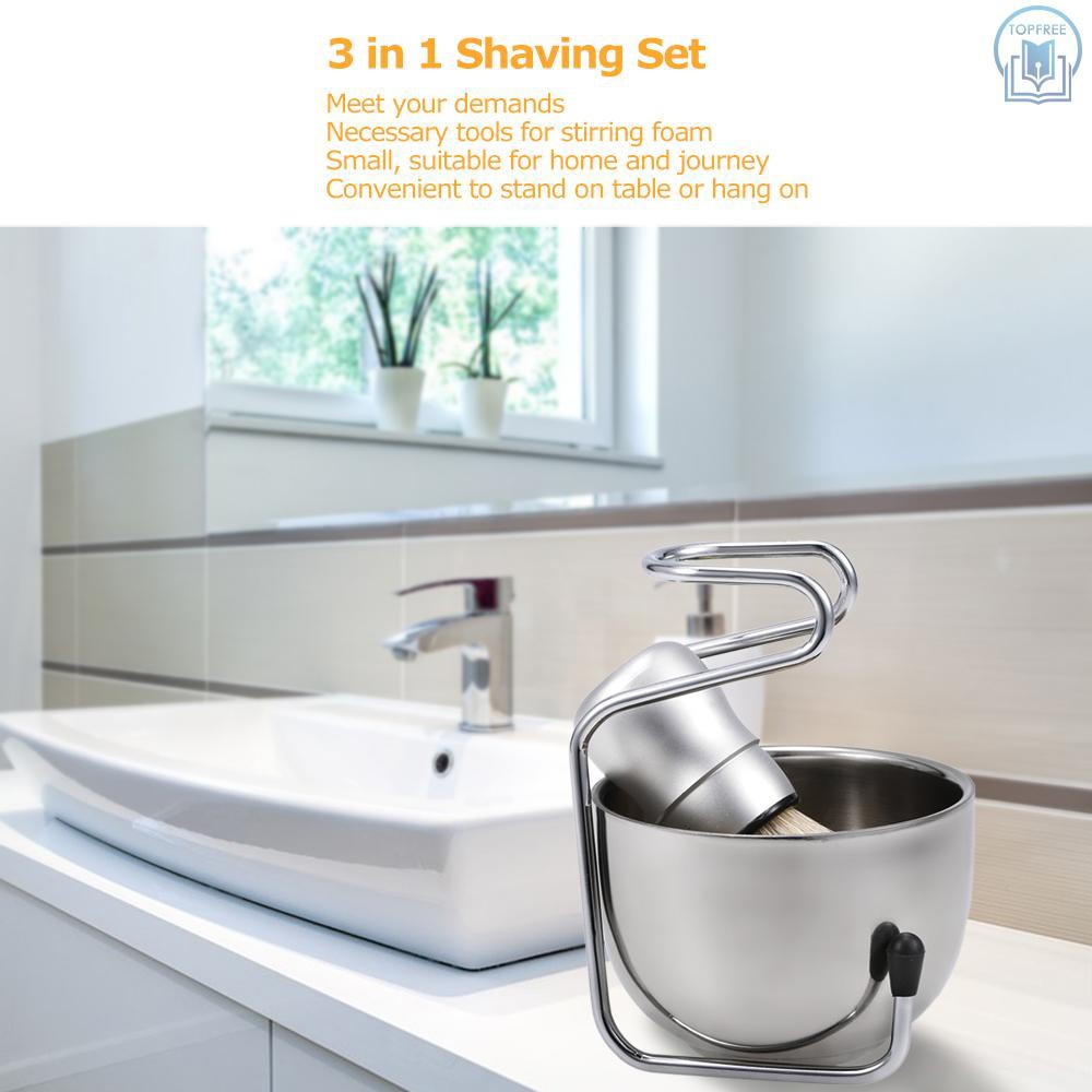 [Hàng mới về] T&F Set đồ 3 trong 1 cọ chải râu + chén đựng xà phòng + giá đỡ  chuyên dụng cho việc cạo râu | BigBuy360 - bigbuy360.vn