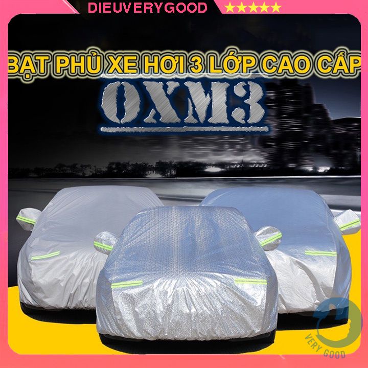 Bạt phủ xe ô tô 3 lớp cao cấp, cho xe 4 đến 7 chỗ, phản quang, chống nóng, nước, bụi bẩn có khóa kéo phía cửa dvg