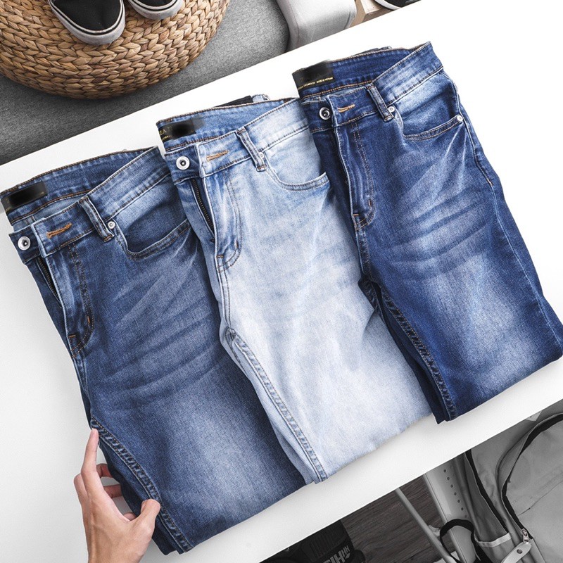Quần jean nam xanh đậm slimfit nhập khẩu - co giãn | BigBuy360 - bigbuy360.vn