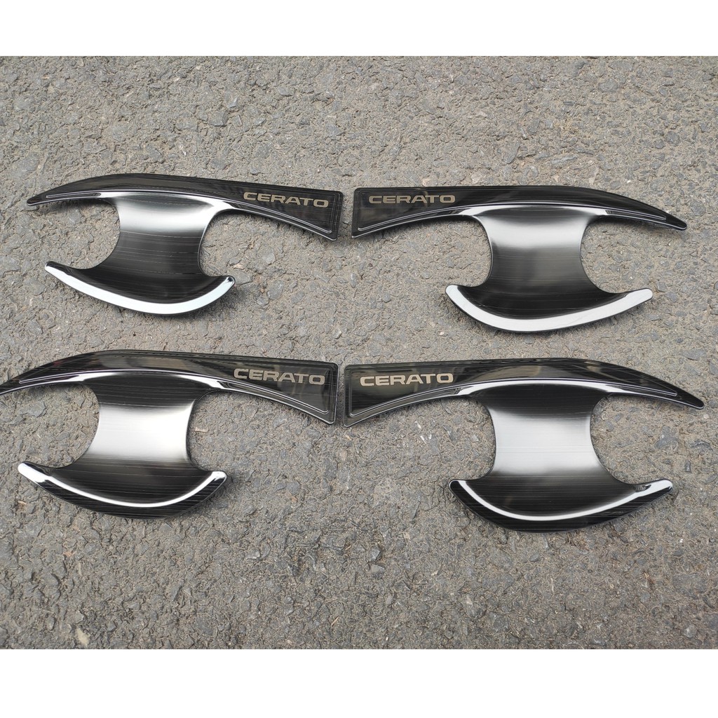 Ốp Tay Cửa Và Hõm Cửa Xe Kia Cerato 2019 đến 2022 Màu Đen Cao Cấp Chống xước tay cửa làm đẹp cho xe