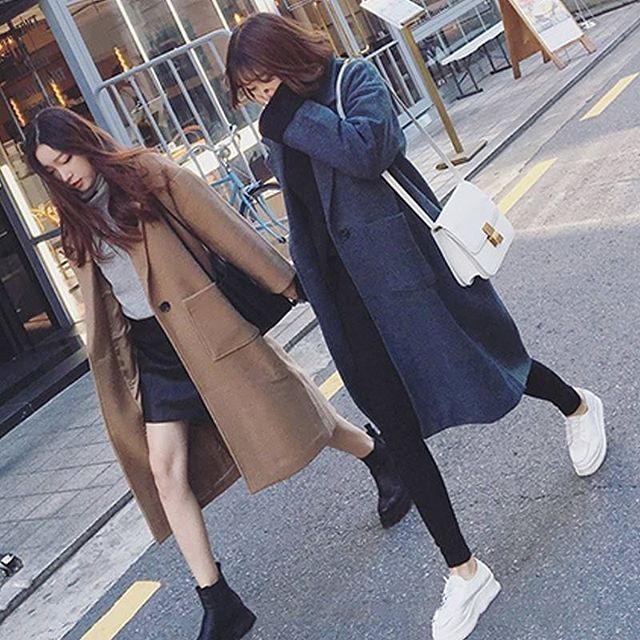 (Có sẵn) Áo khoác dạ dáng dài ulzzang