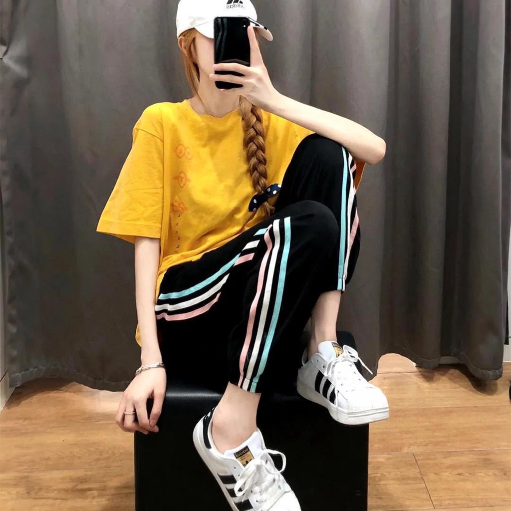 Jiashucheng Quần Legging Thể Thao Lưng Cao Dáng Rộng Thời Trang Xuân Hè Cho Nữ