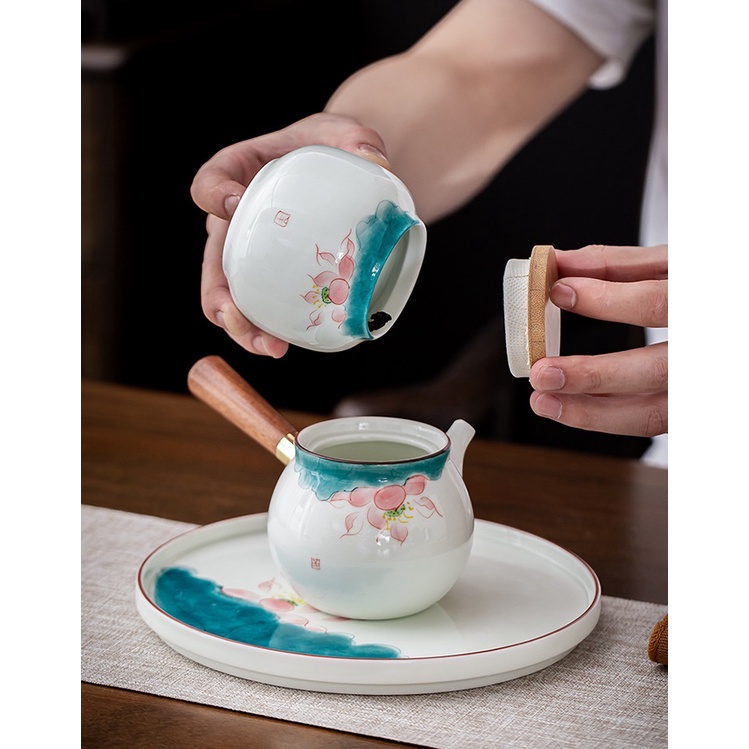 Ấm Trà Sứ Trắng Bạch Định pha trà đạo 260 ml