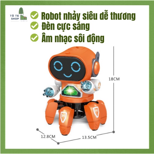 Đồ chơi robot nhảy múa theo điệu nhạc, Robot thông minh gắn đèn Led phát sáng vui nhộn, đồ chơi robot cho bé trai