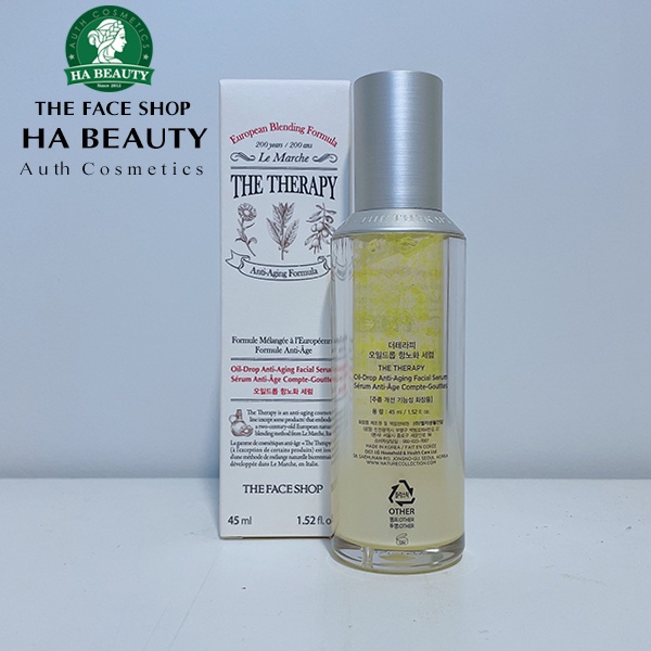 Serum dưỡng ẩm chống lão hóa dưỡng da trẻ hóa da nếp nhăn The Face Shop The Therapy Oil-Drop Anti-Aging Serum 45ml