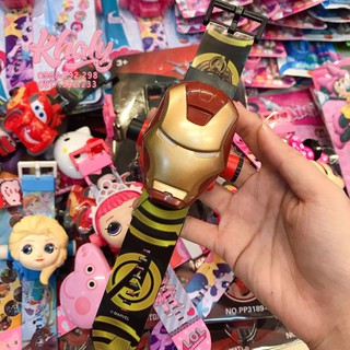 Đồng hồ điện tử đeo tay chiếu ảnh hình người sắt Iron man Avengers nổi 3D cho trẻ em bé trai - 24NDH3DIR
