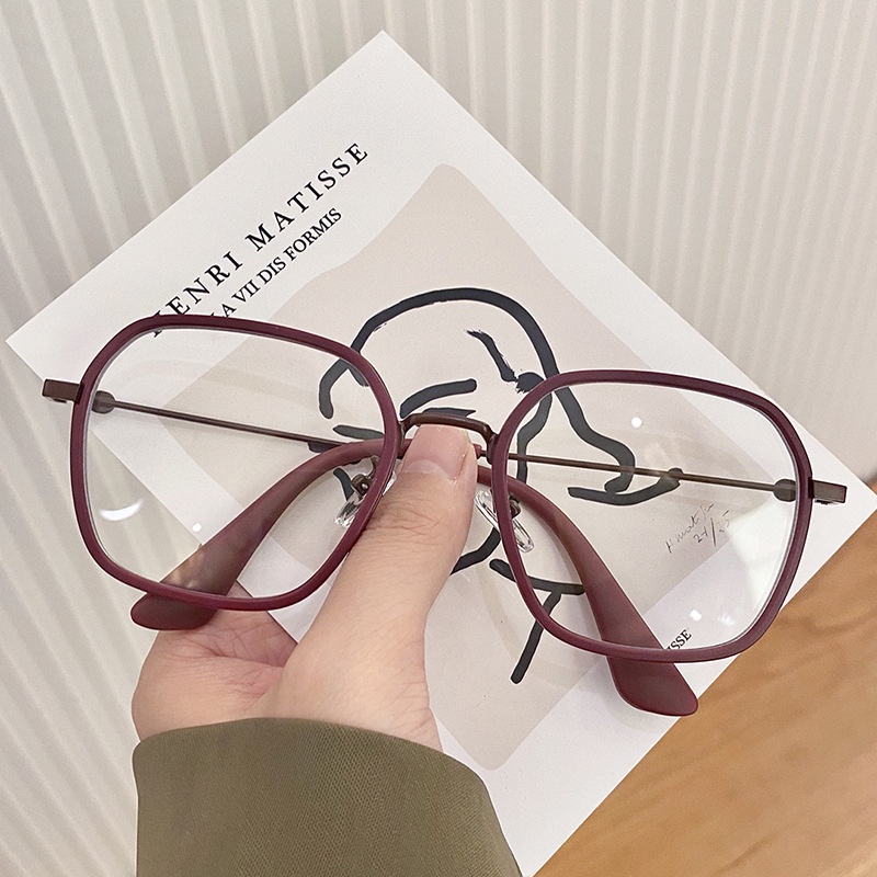 Mắt Kính Gọng Kim Loại Chống Tia Bức Xạ Phong Cách Retro Hàn Quốc Thời Trang