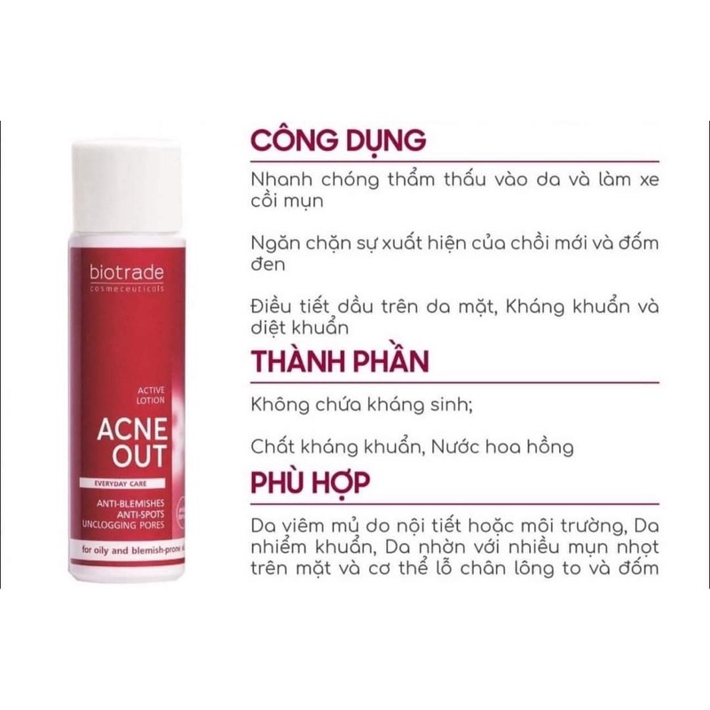 Lotion giảm mụn 10ml/ kem chấm mụn Biotrade Acne Out Active Lotion 5ml