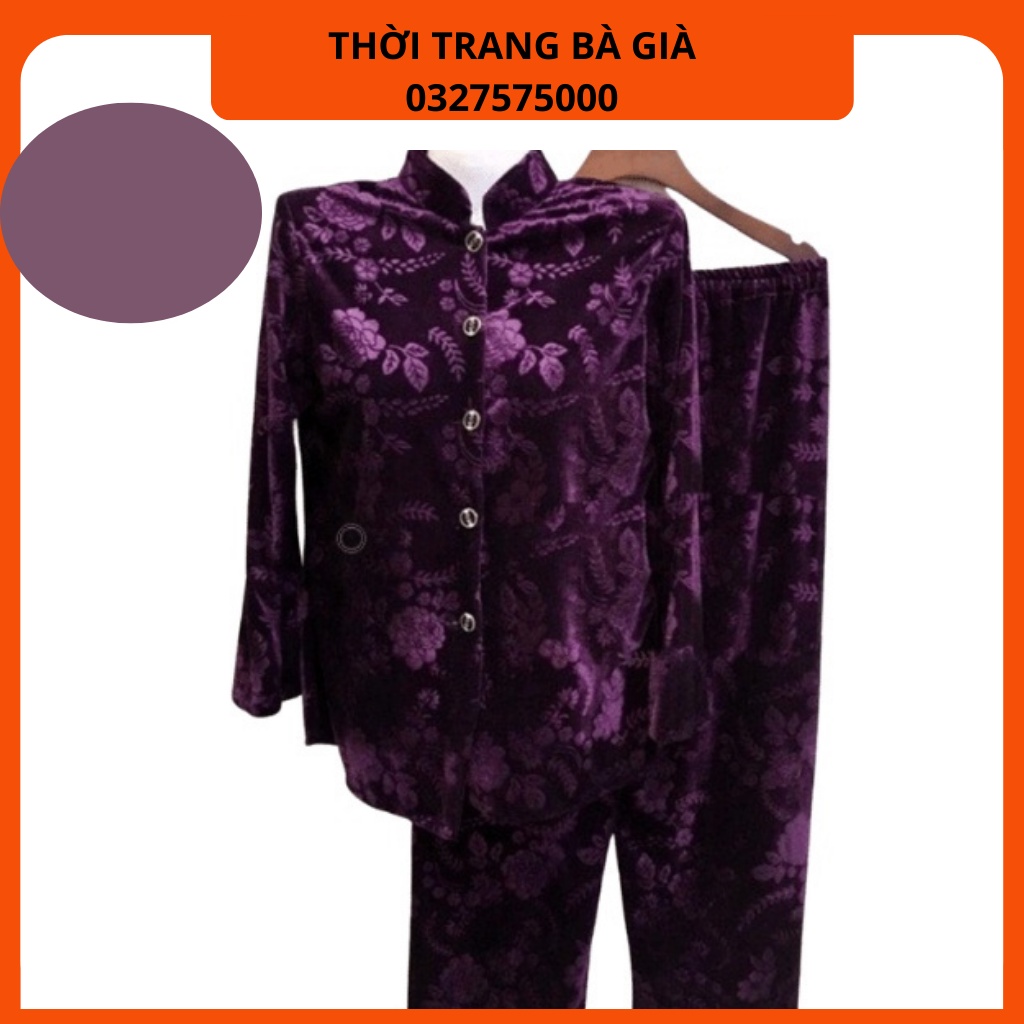 Bộ, Bộ Nhung Bà Già, Bộ Bà Ba Người Già Thu Đông Bộ Đồ Dài Tay Cho Bà Cho Mẹ Trung Niên Cao Tuổi
