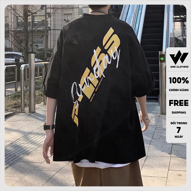 Áo thun tay lỡ WIIS phông form rộng Sunday pull nam nữ oversize cotton ulzzang