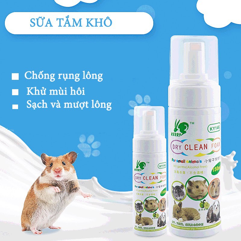 Sữa tắm khô cho hamster làm sạch giặt khô cho chuột lang,thỏ ,bọ ú KELLY -100ml