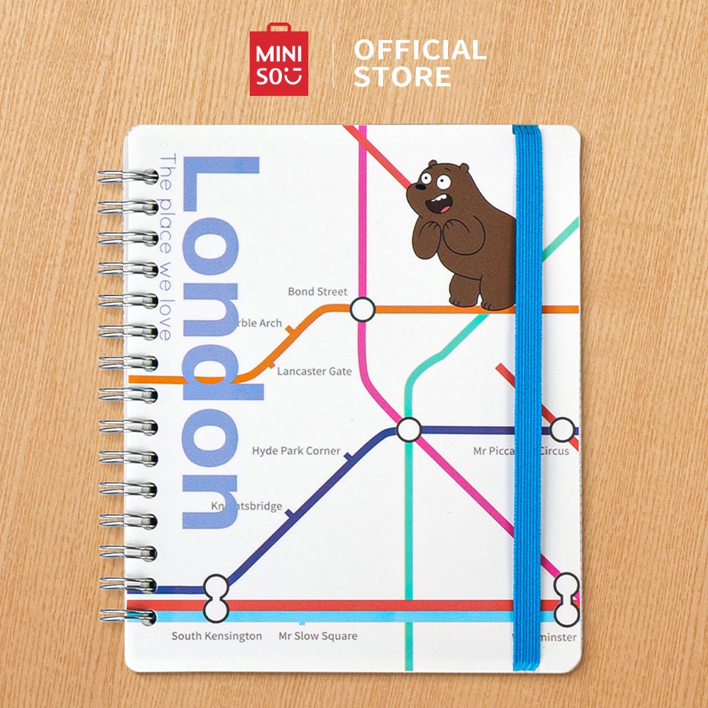 Sổ tay ghi chép Miniso lò xo We Bare Bears Wirebound Book - Hàng chính hãng