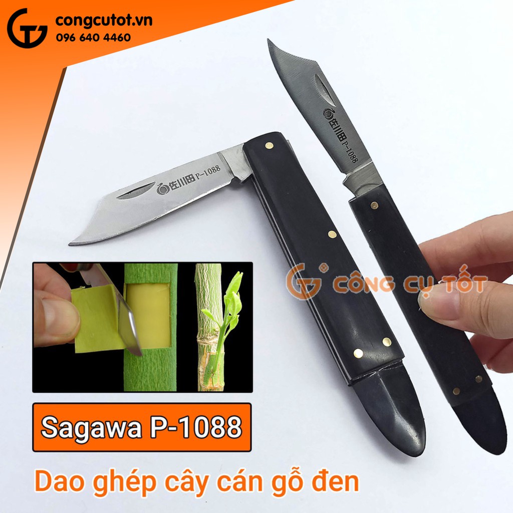 Dao ghép cây chuyên dụng Sagawa P-1088 cán gỗ đen