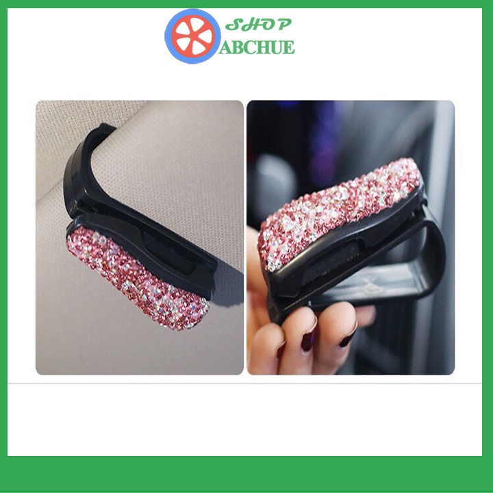 Kẹp treo mắt kính trên xe hơi, kẹp cài kính trên ô tô đính đá sang trọng