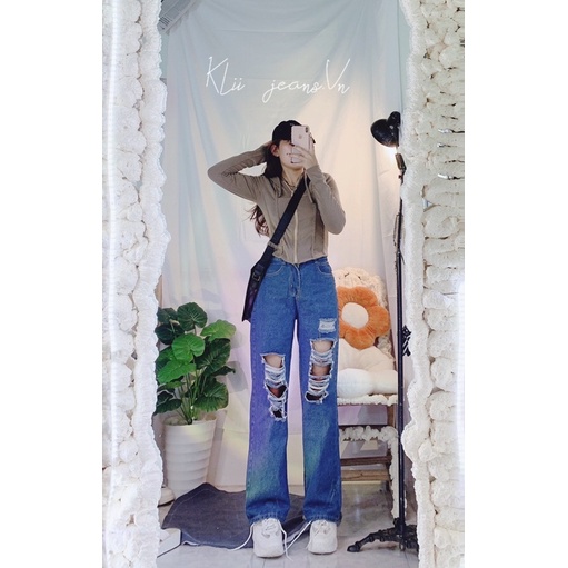 Quần suông rách cá tính KLii jeans (M501)