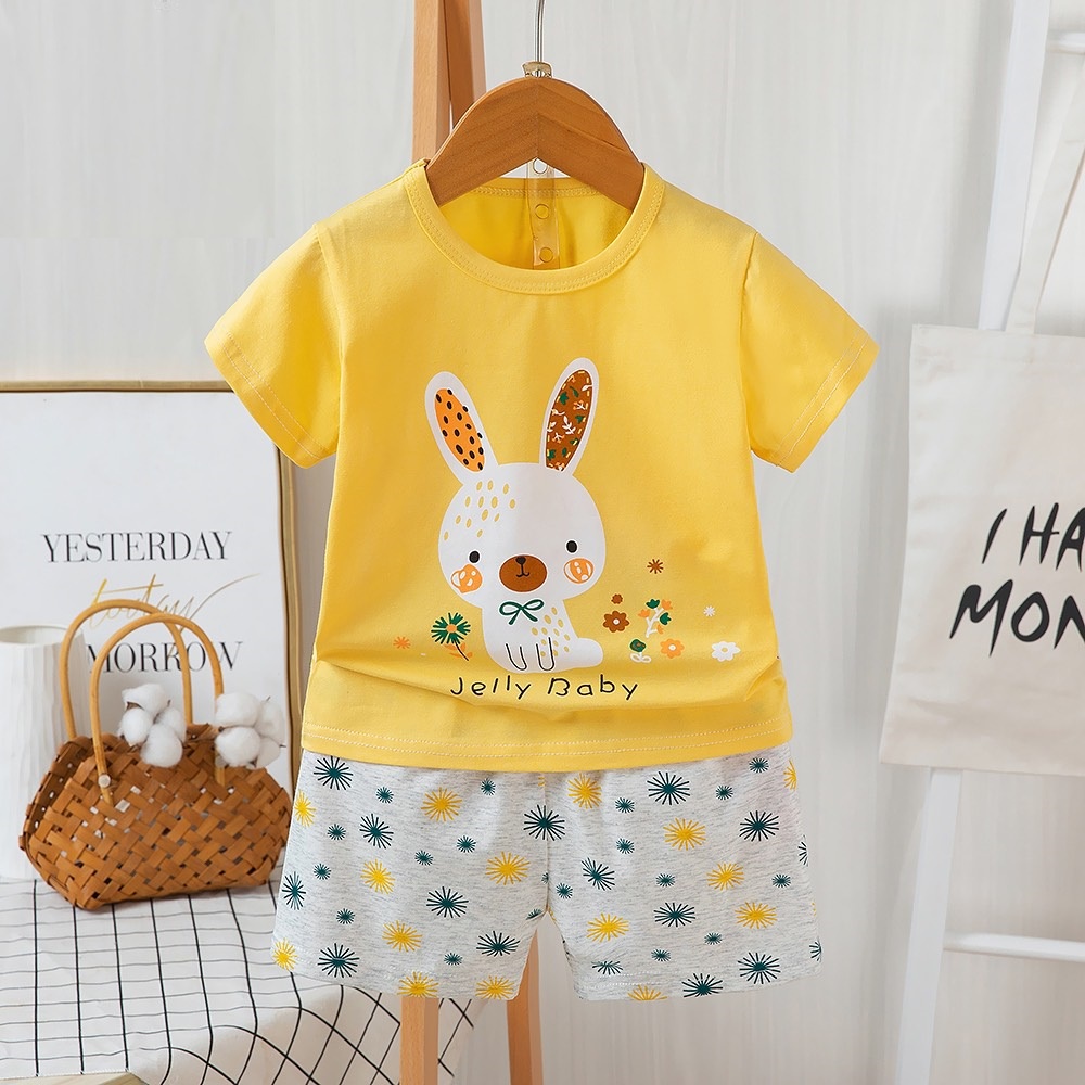 Bộ cộc tay bé gái 2-8 tuổi, Bộ hè cho bé xuất Hàn vải cotton co giãn tốt thấm hút mồ hôi tốt