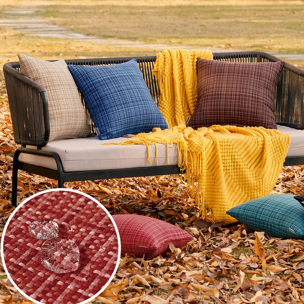 Vỏ Bọc Đệm Gối Sofa Kích Thước 45x45cm In Họa Tiết Kẻ Sọc Chống Thấm Nước Có Khóa Kéo Trang Trí Nhà Cửa/ Sân Vườn
