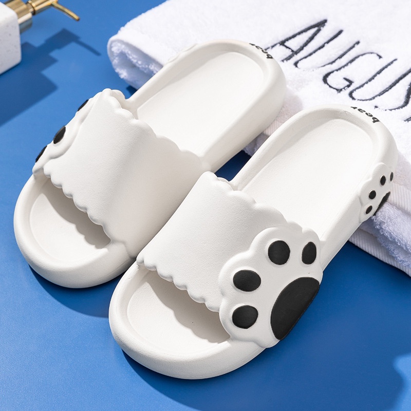 Dép quai ngang nữ họa tiết Chân Gấu Bear cực dễ thương đi lên chân siêu xinh đế độn tăng chiều cao TH-82