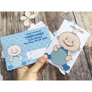 ♥️ Shop Uy Tín ♥️  Thiệp Mời  Sinh Nhật -Thôi Nôi - Đầy Tháng Dành Cho Bé Trai A1801E