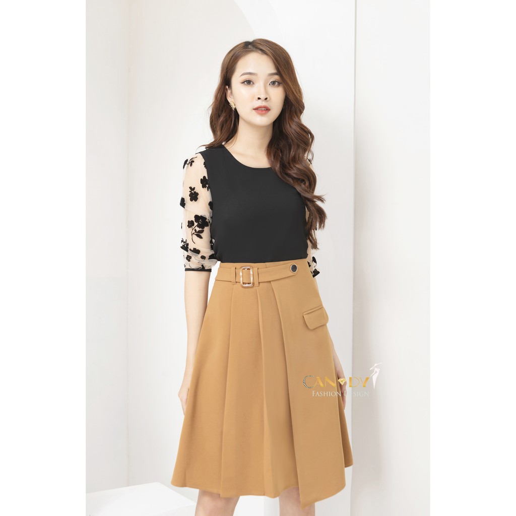 Chân Váy Nữ ❣️𝑭𝒓𝒆𝒆𝒔𝒉𝒊𝒑❣️ Chân Váy Xếp Ly Phối Đai CV48 - Hàng VNXK - Candy Fashion | BigBuy360 - bigbuy360.vn