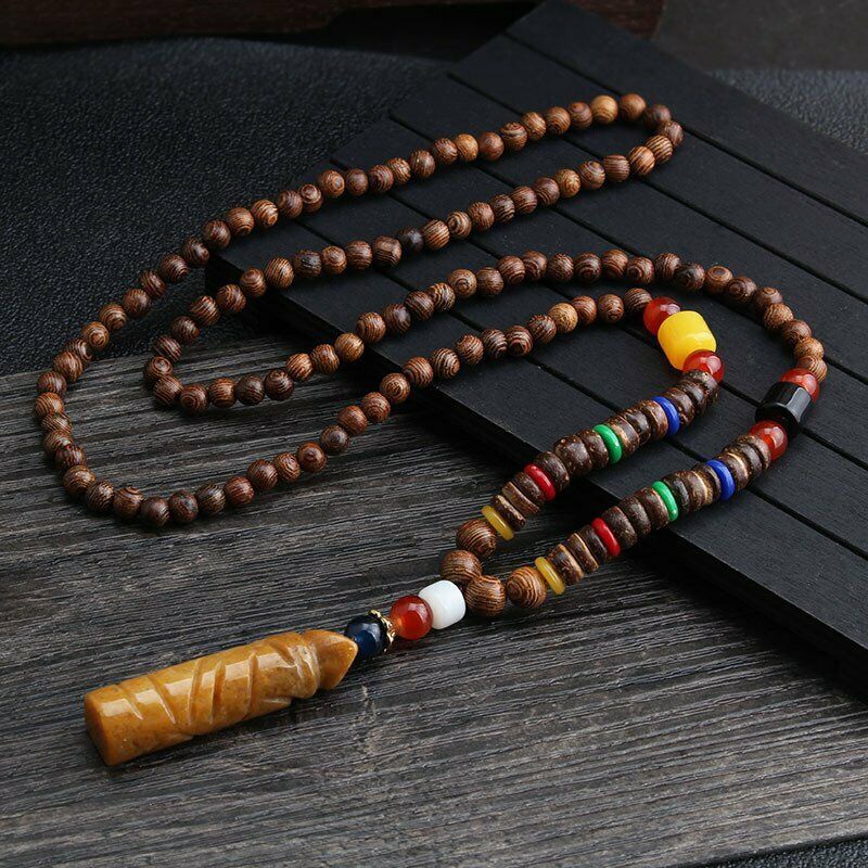 [Hàng Bán Chạy] Vòng cổ Chuỗi Hạt Gỗ Cổ Điển Trung Quốc Phụ Kiện May Mắn