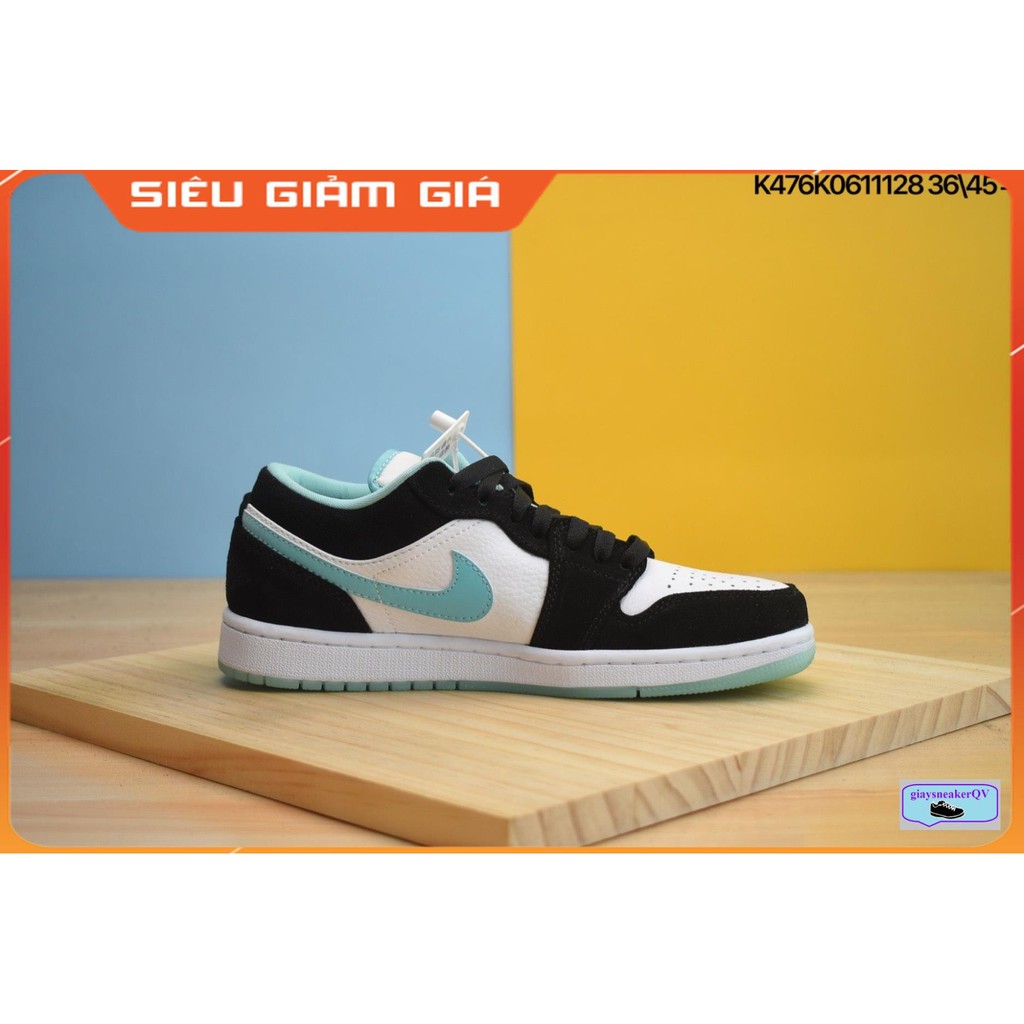 (Ảnh thật+ Hộp+ Sale cực sốc) Giày thể thao Air Jordan 1 màu xanh đen cổ thấp siêu đẹp dành cho nam và nữ | BigBuy360 - bigbuy360.vn