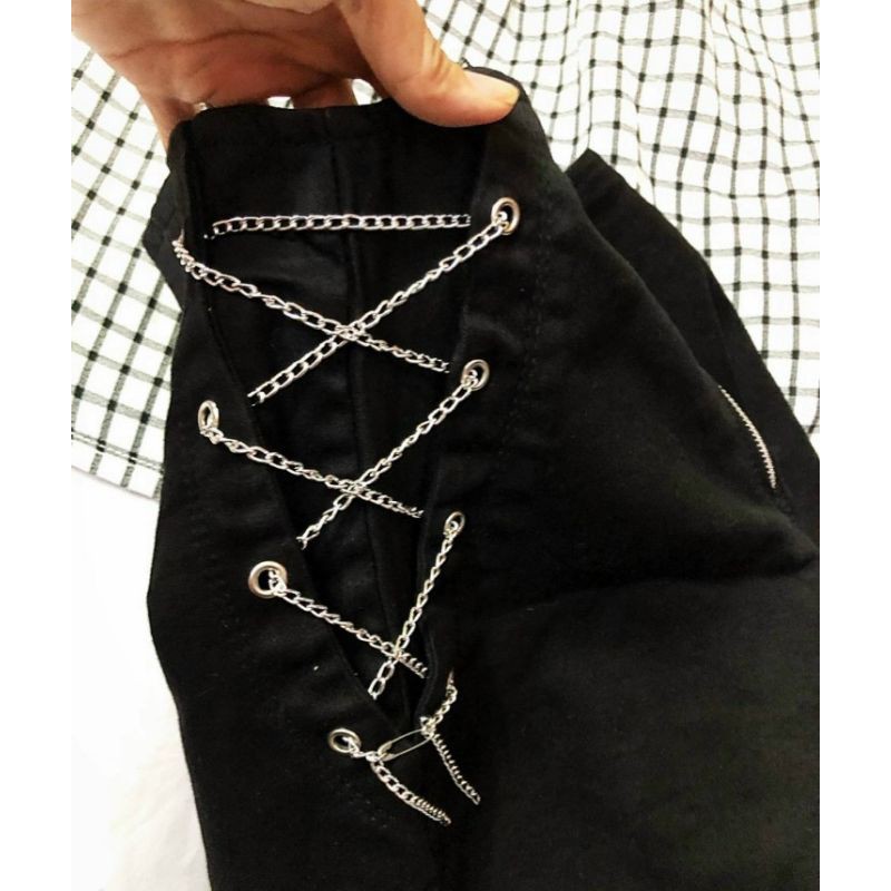 Quần short kaki lưng cao khóa kéo trước đan xích chất co giãn hàng y hình kèm ảnh thật chính chủ ( size S, M, L, XL)