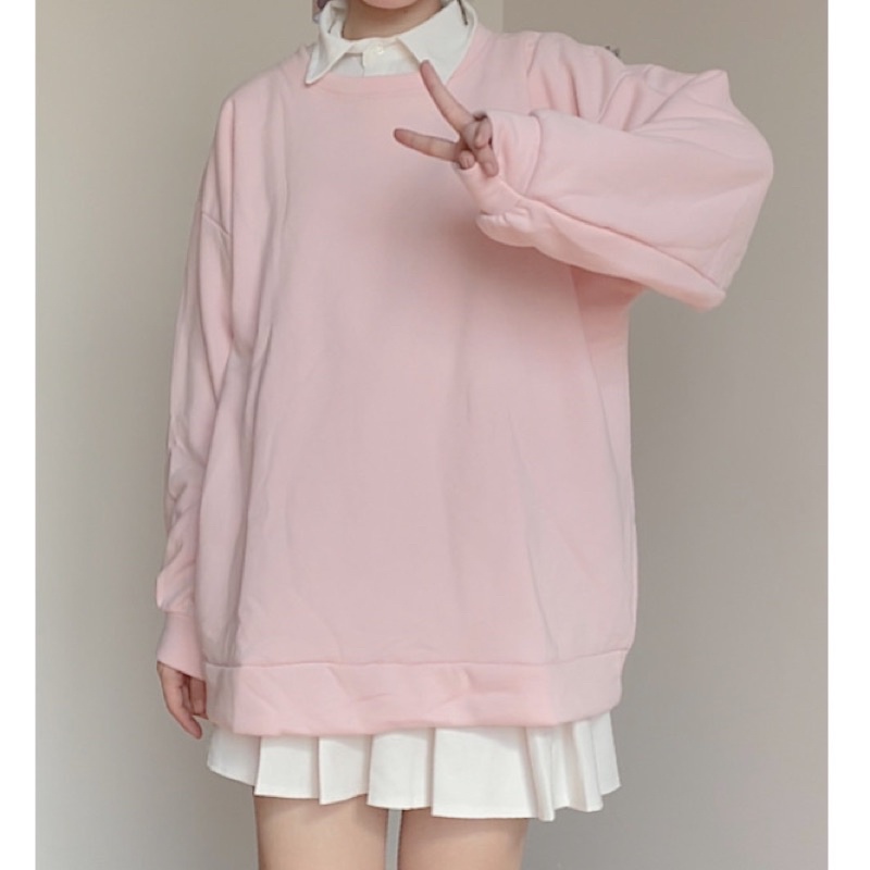 Áo Sweater Nam/ Nữ/ Unisex Màu Hồng PASTEL Trơn - freesize