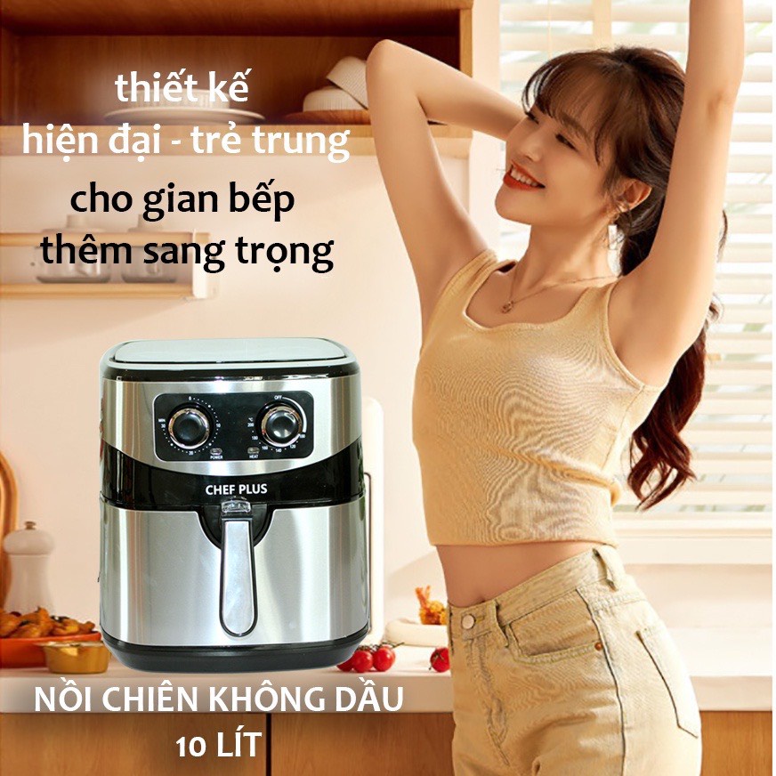 Nồi chiên không dầu 8 Lít Cảm Ứng - Núm Vặn Cơ - Công Suất Lớn Đa Chức Năng - Món ngon tốt cho sức khỏe