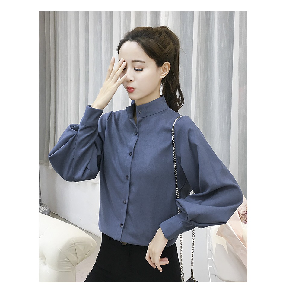 Áo sơ mi SUXI dài tay form rộng phong cách Hàn Quốc