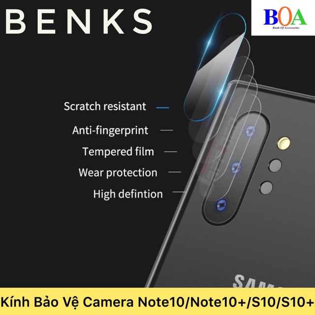 Kính bảo vệ camera Note 10/Note 10 plus / S10/S10 plus Chính Hãng Benks