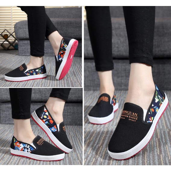 Giày slip on họa tiết hoa dễ thương