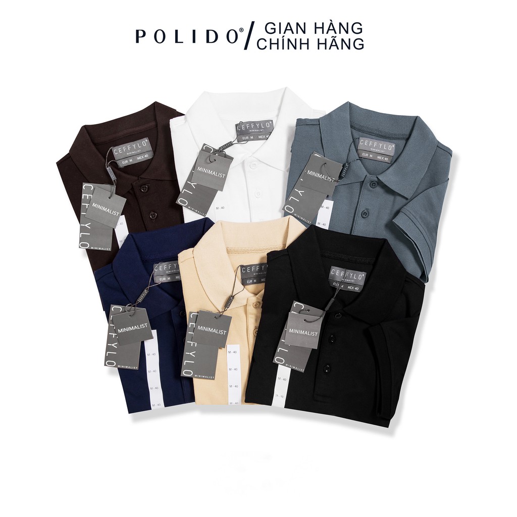 Áo Polo Nam Trơn CEFFYLO Form Slimfit Vải Cotton 100% Co Giãn Thấm Hút Không Bai Dão