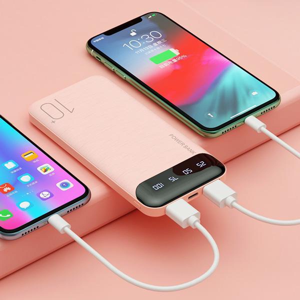 Cục xạc sạc dự phòng mini 10000mAh WK DESIGN WP-161 Pin dự phòng sạc nhanh 2A có thể dùng cho 2 thiết bị cùng lúc